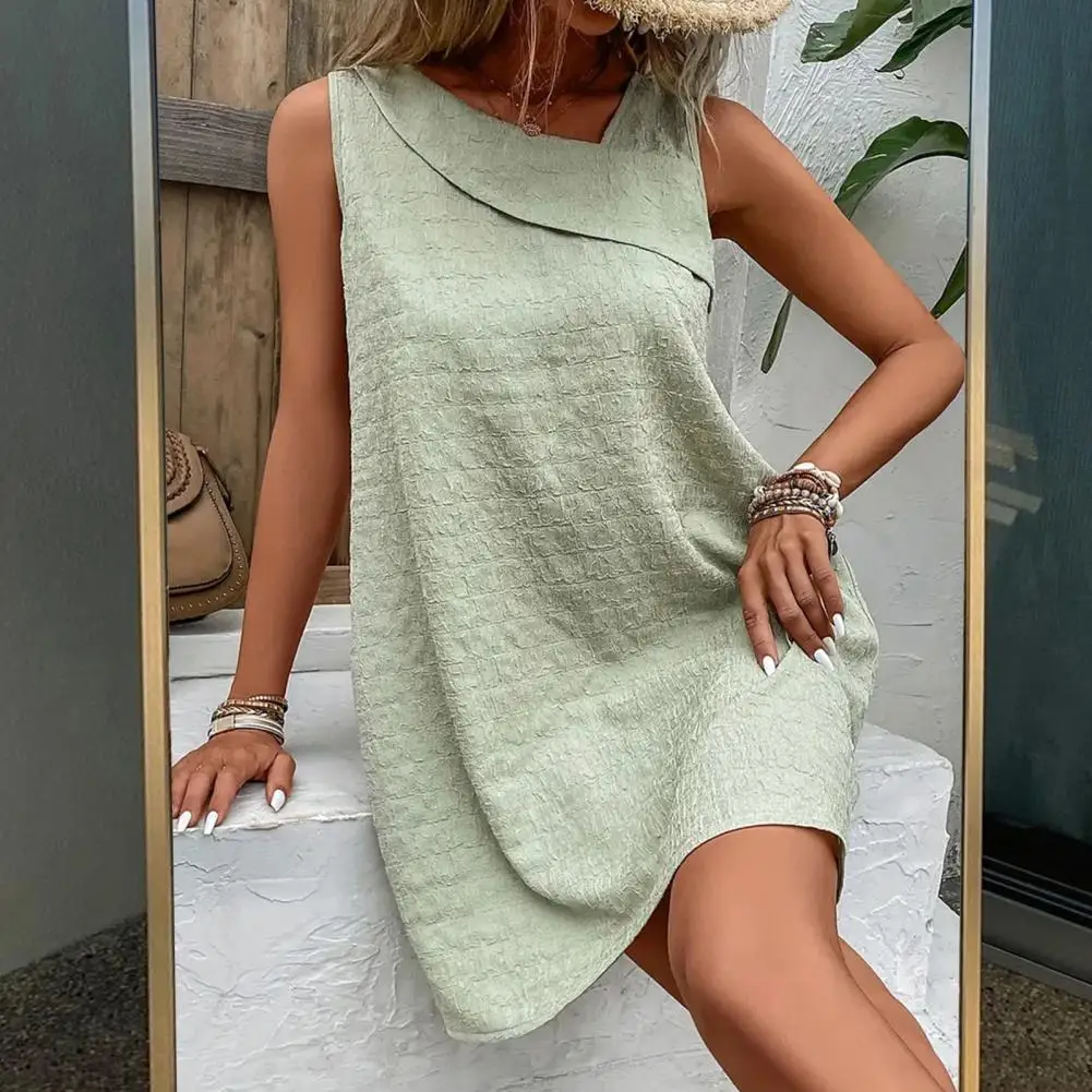 

Women Mini Dress Elegant A-line Mini Dress with Detail for Women for Summer Parties Vacations Date Nights Solid Color Dress