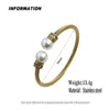 New style wire twisted pearl stainless steel gold plated 18K bracelet, high quality waterproof silver jewelry, couple gift 2