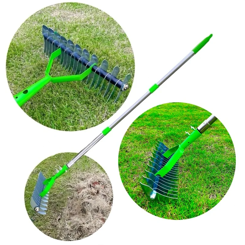 Thatch Rake Home Lawn Gardening Tools Farming Rake Garden Lawn Grass Rakes Hay Deciduous Pine Soil Rakes Gardening Farm Tools