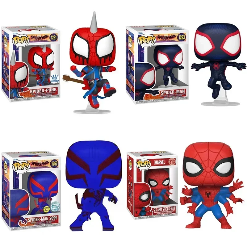 Funko Pop Spider-punk 1231# 1223# Spider-man 2009# 1267# Six Arm Spider-man 313# PVC Modelo Juguetes para niños Regalo de cumpleaños