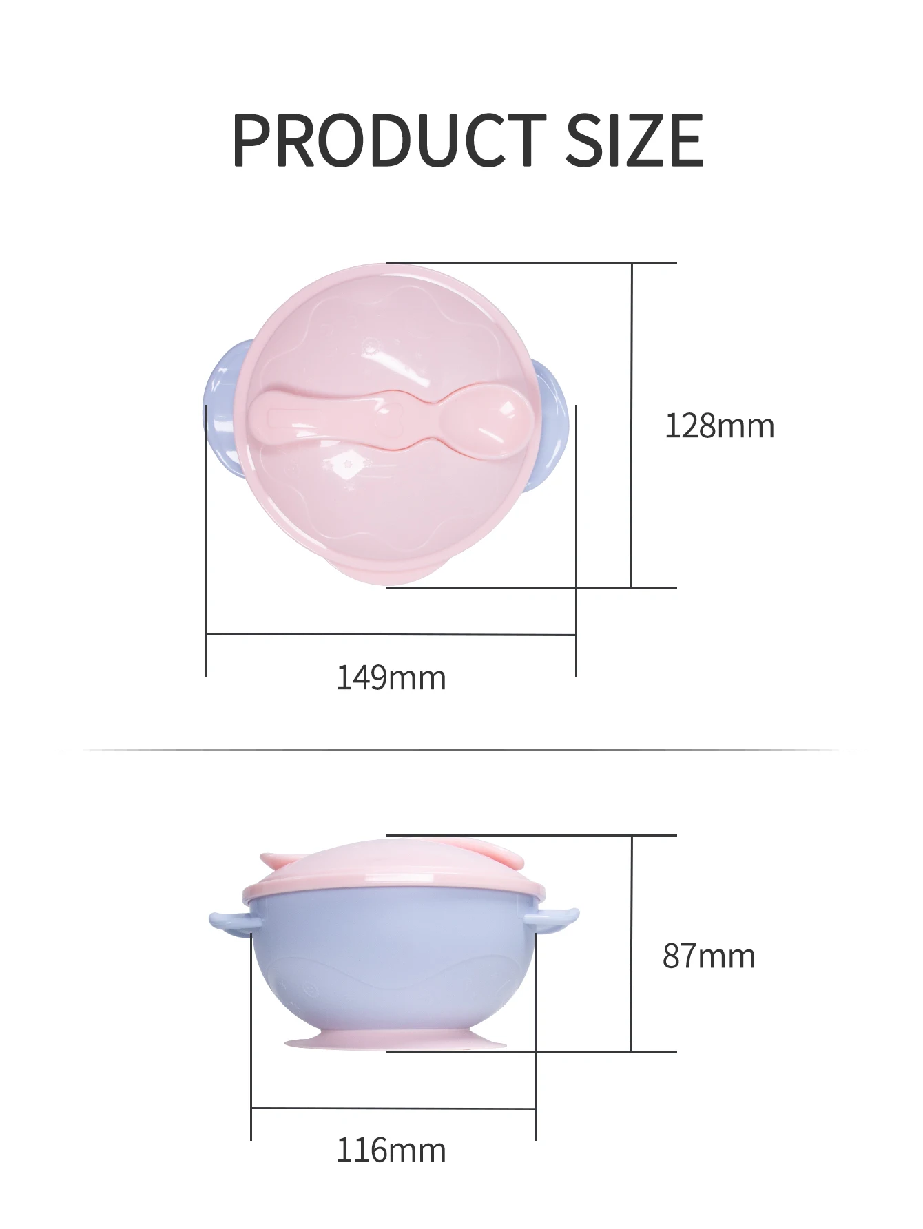 1 Pcs Baby Feeding Bowl Set Spoon With Lid Pp Material Anti Fall Suction Cup Design Food Storage Children's Tableware Bpa Free 6