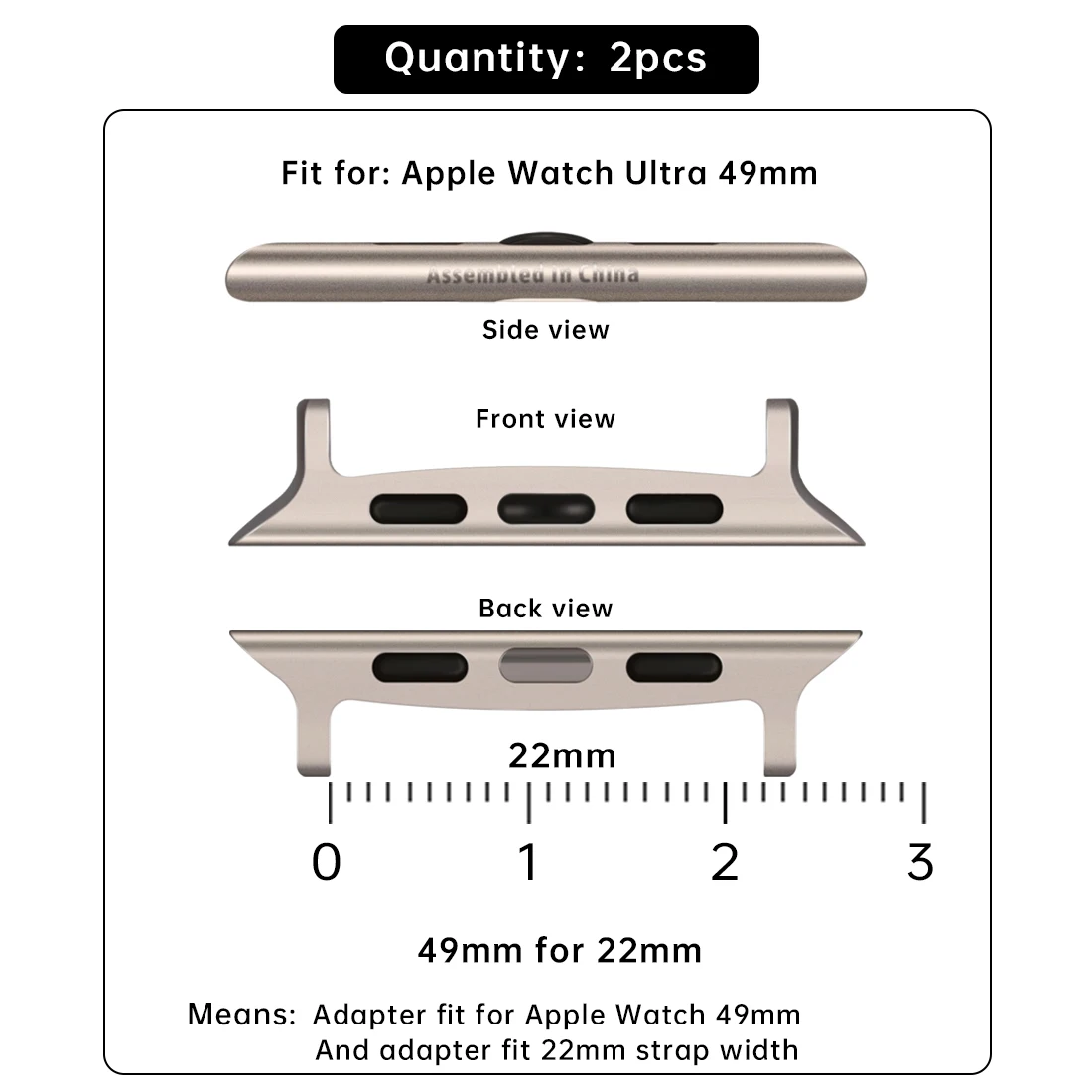 Premium Stainless Steel Connectors for Apple Watch Bands (2-Pack)