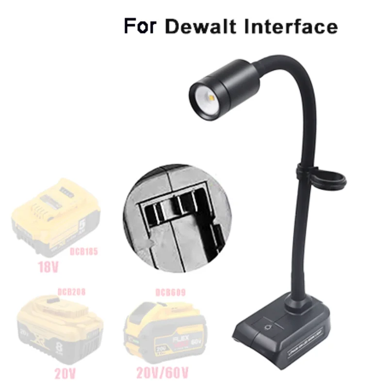 Desk Work Hose Lamp Suitable For Makita Bosch For Dewalt Milwaukee Black Decker