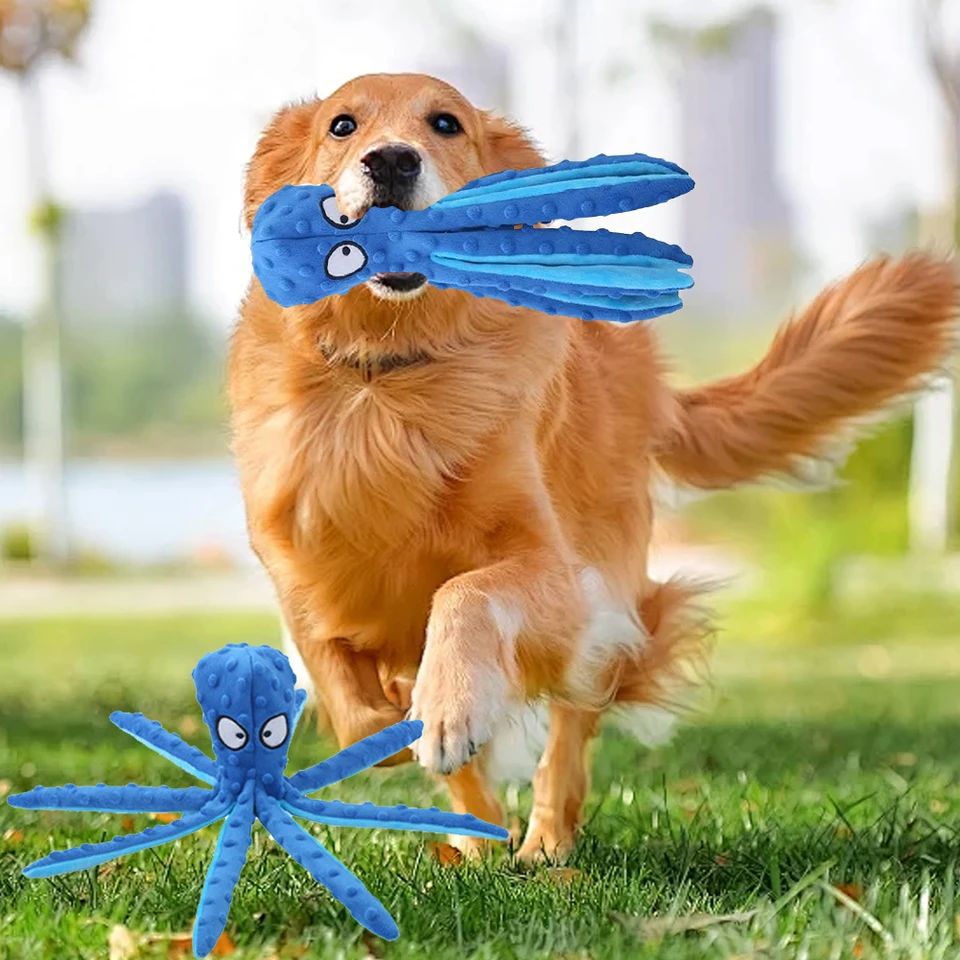 Interactive Plush Octopus Dog Toys Set of Two