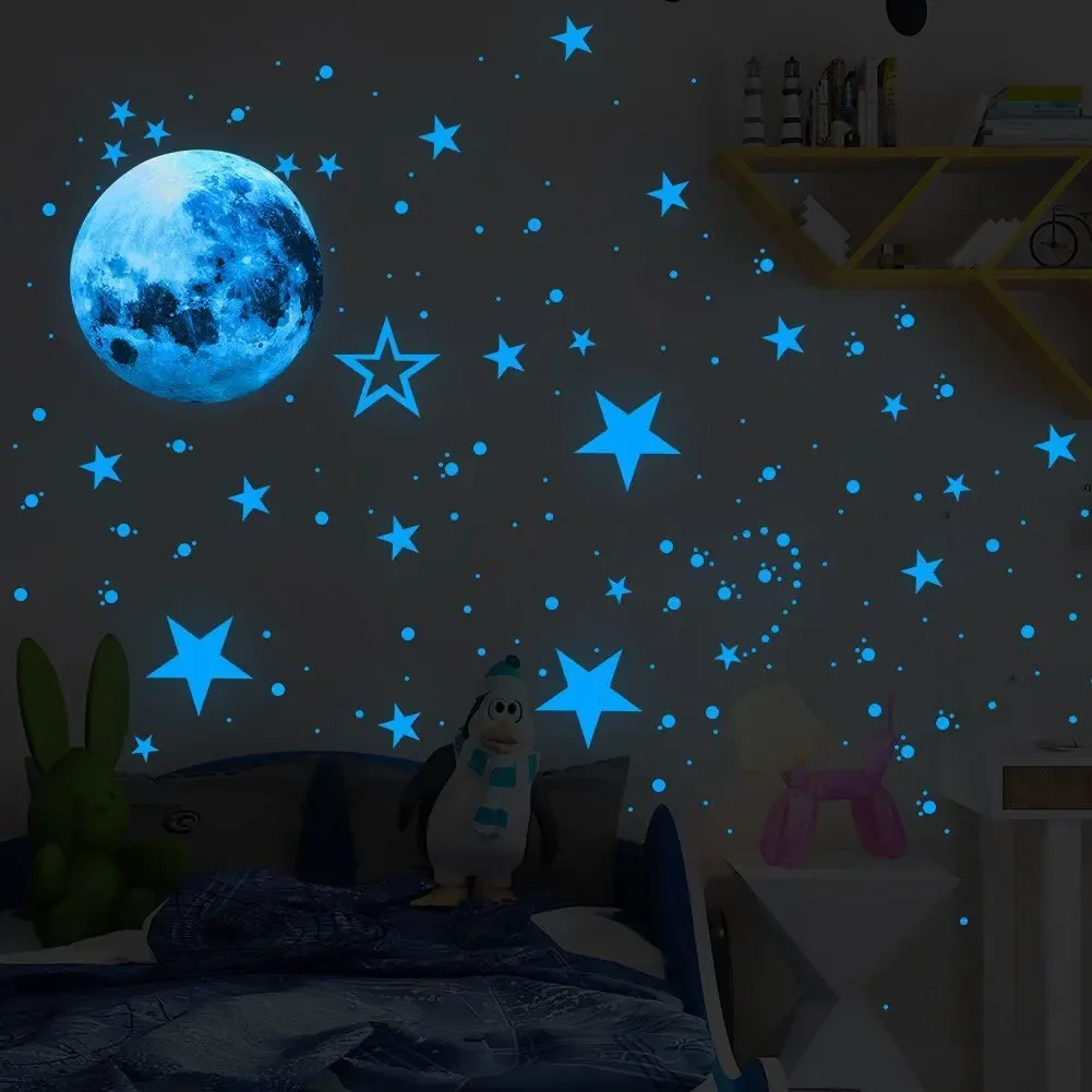 Luminous Wall Stickers 8/10/12/20cm Luminous Colorful Moon Wall Stickers Glow In The Dark Decal for Kids Baby Room Bedroom Christmas Home Decoration