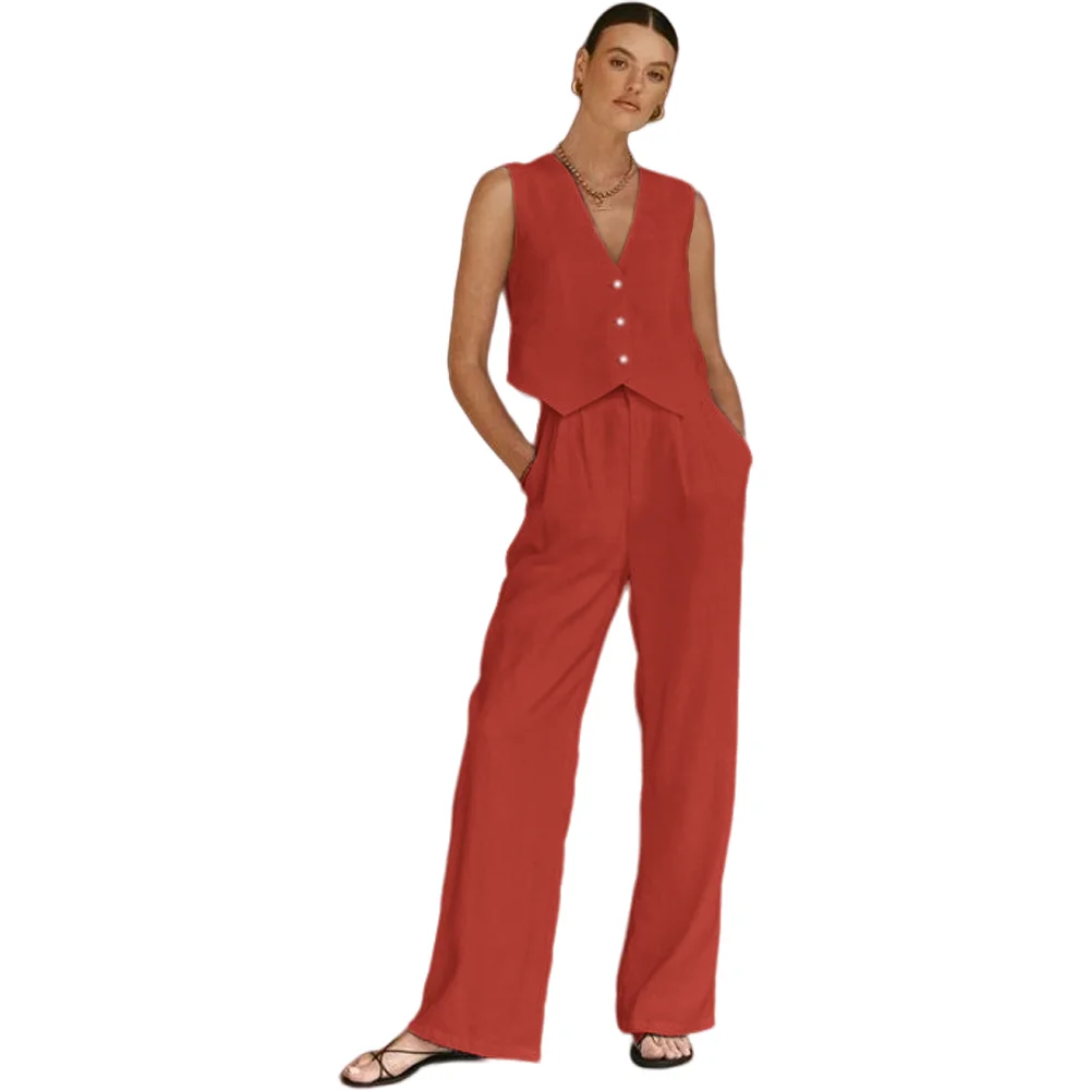 Customized Women's Linen Tank Top and Pants Set of 2 - Handmade for Parties, Events and Casual Occasions