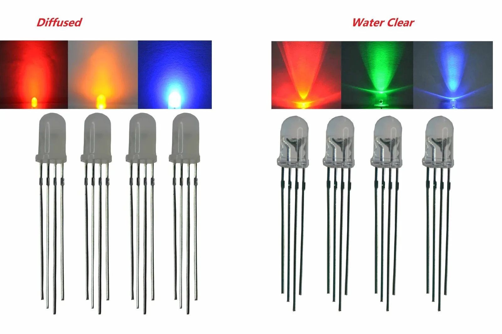 201000Pcs Multicolor 4pin 5mm RGB Led Diode Light Lamp Tricolor Round