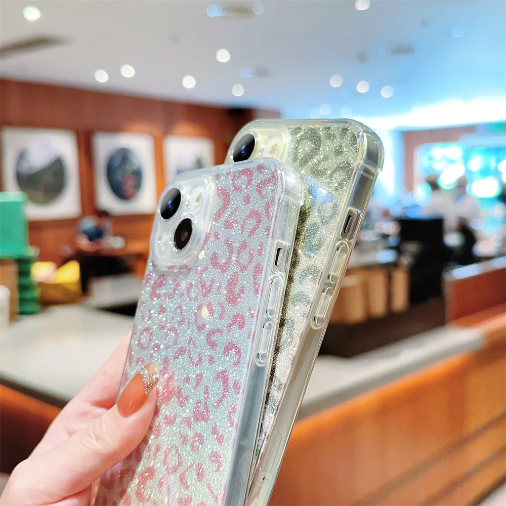 „Lase Leopad“ apsauginis telefono dėklas, skirtas „iPhone 15“, 14, 13, 12, 11, „Po Max Mini XR XS X 7 8 Plus“ ir atsparus smūgiams, minkštas TPU dėklas._voghion.com