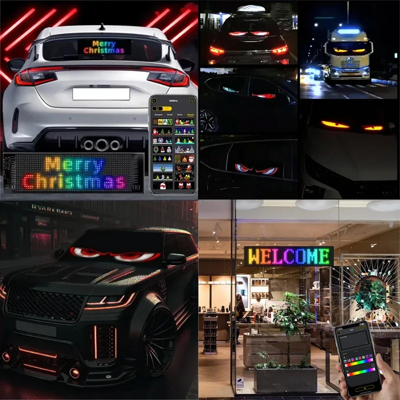 1-2 PCS Devil's Eye LED Animation Screen Light Car Windshield Screen USB Plug-in DIY App Control Flexible Scrolling Text Display,led panel,led display light,led signs