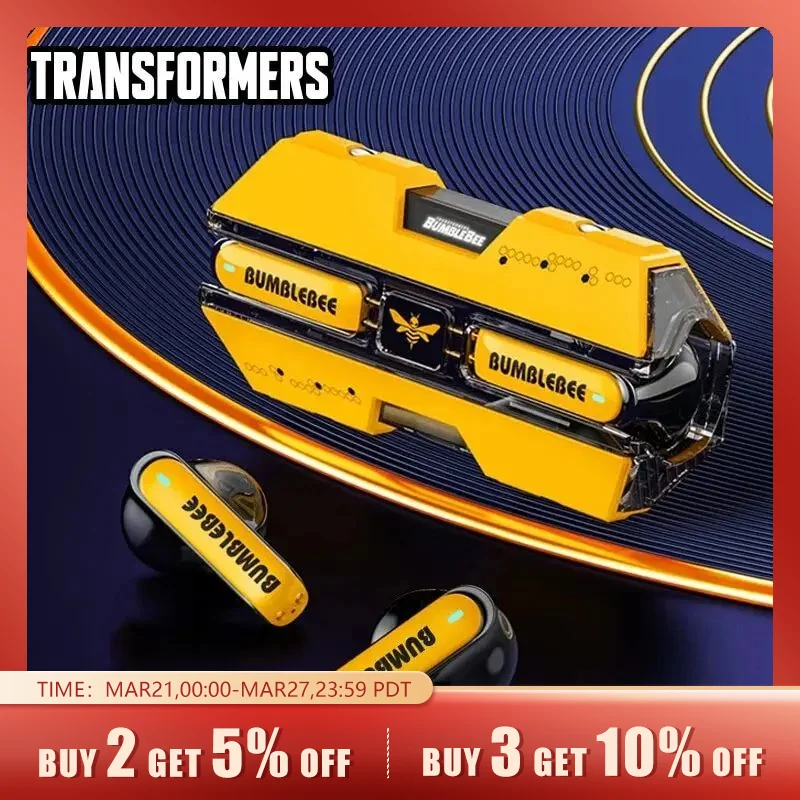 트랜스포머 TF-T01 게임용 헤드셋, TWS 무선 헤드폰, 소음 감소, 블루투스 5.3 이어폰, 쿨 스포츠 이어버드, 마이크 포함 