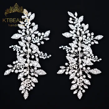 KTBEAUTY Set di Accessori per Capelli da Sposa con Fiori Bianchi Dorati/Argentati, Fascia per Capelli, Accessori da Matrimonio per Donne