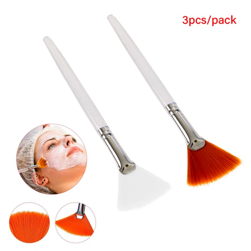 Set di 3/4 Pennelli per Maschera Viso Fai-da-Te, Applicatori Morbidi, Include Pennelli a Ventaglio e Pennello Applicatore per Acidi - immagine 2