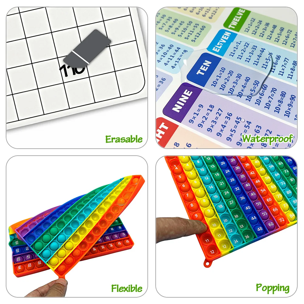 Multiplication games pop toy erasable card pen math learning writing games educational stationery for kids