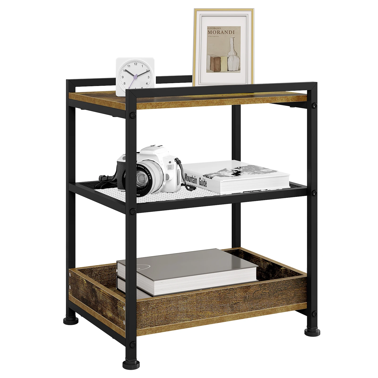 WOLTU 1PC Table d'appoint petite Table d'appoint Table basse à 3 niveaux chariot de rangement roulant avec dessus amovible pour canapé salon rangement