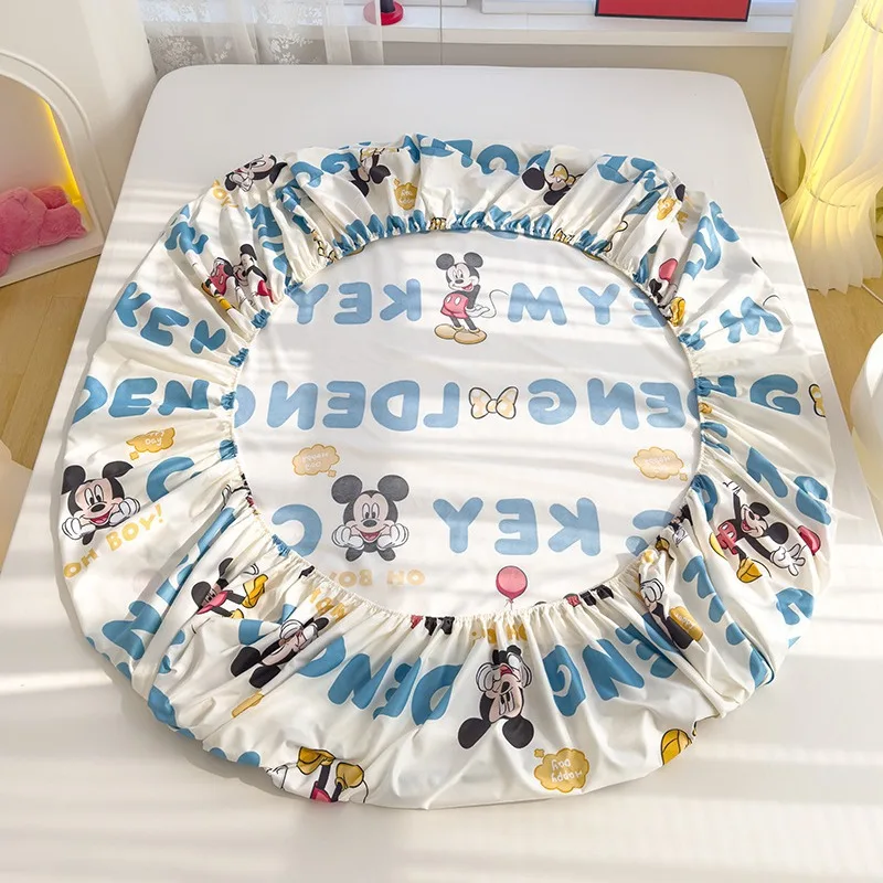 Disney Stitch Cartoon Mickey Frozen Pooh Skin Friendly Printed Sheets Mattress Protectors Non-Slip Sheets Children's Bedding