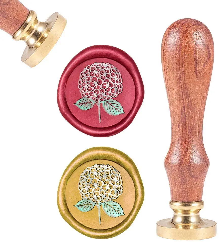 

1PC DIY Scrapbook Brass Wax Seal Stamp and Wood Handle Sets Flower Golden 8.9x2.5cm Stamps: 25x14.5mm