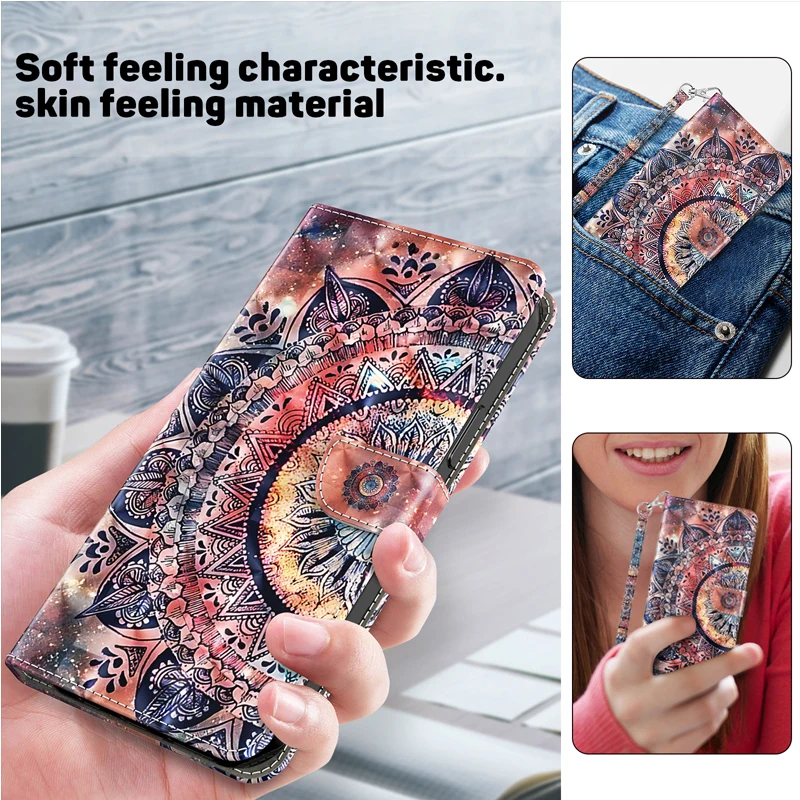 3D Cat and Dog Flower Magnetic Flip Leather Phone Case