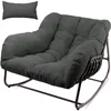 Rocking Chair Indoor & Outdoor,All Weather Wicker Patio Chair with Cushion & Pillow, Oversized Papasan Egg Chair 1