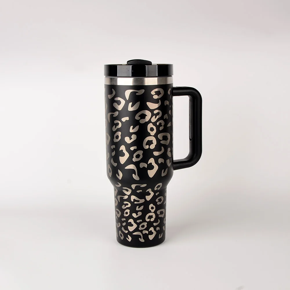 40 Oz Tumbler with Handle Leopard Print Car Mug with Straw Outdoor Sports  Travel Stainless Steel Thermos Customizable Gifts - AliExpress