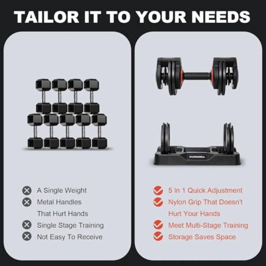 55LB Adjustable Dumbbell Set 5