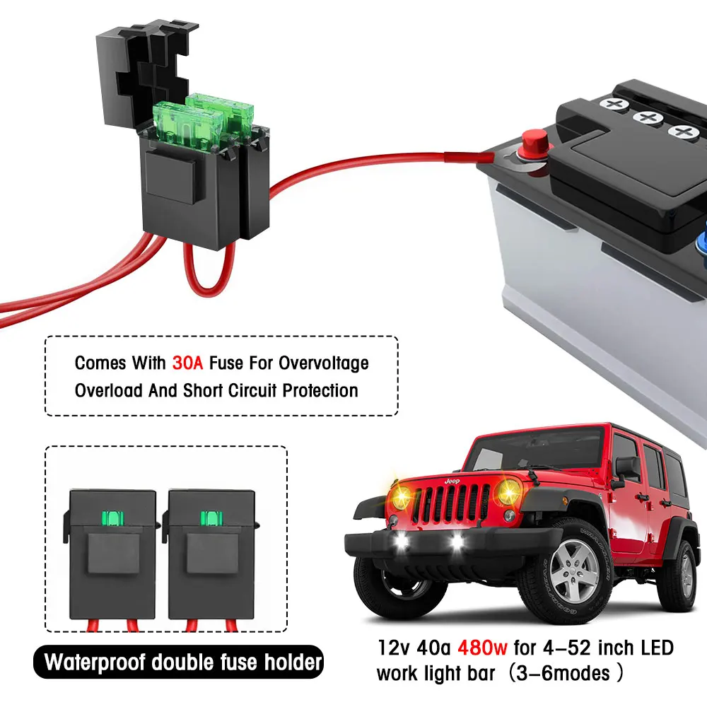 New 4/7Inch Car Work Light Bar Off Road Flood Flash Lights switch Wire harness D
