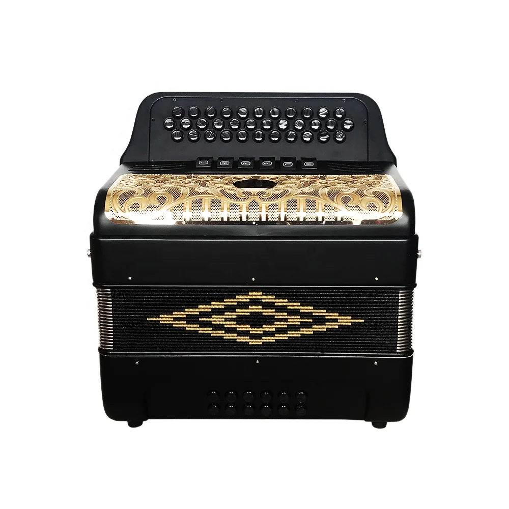 

34 Button 12 Bass 6 Registers Black Matt Accordion Instrument Gold Grill Black Buttons Acrodeon JB3412E