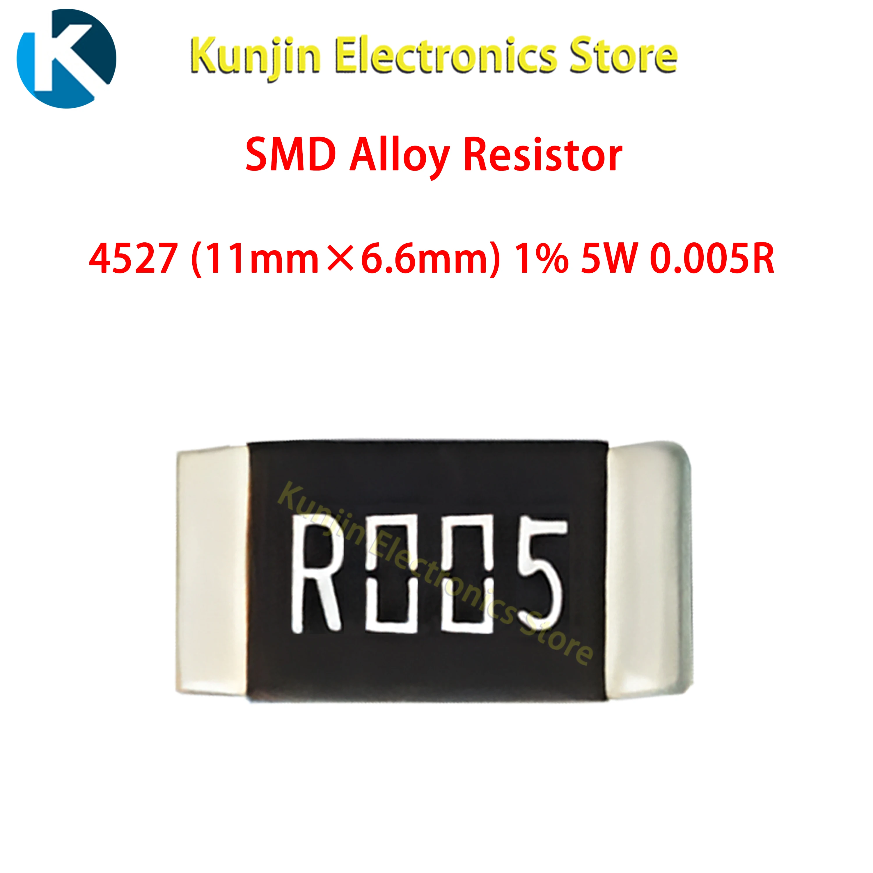 

0,005r Ом 4527 (11 мм X 6,6 мм) SMD резистор из сплава 5 Вт 1%