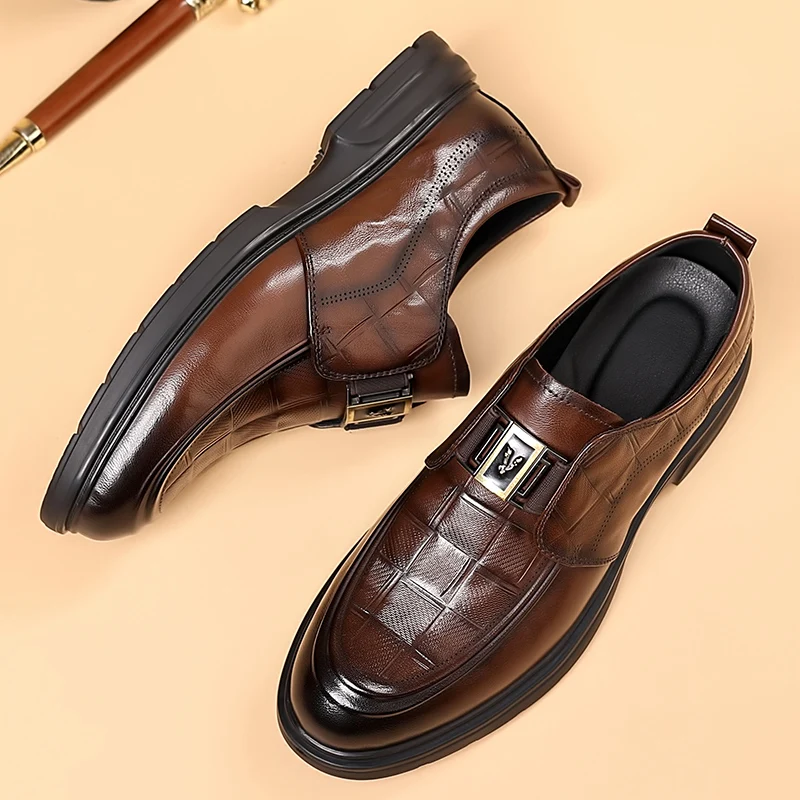 Handmade Casual Leather Loafers Breathable Male Driving Flats Hot Sale Men's Platform Business Shoes Slip on Flats Oxford Shoes