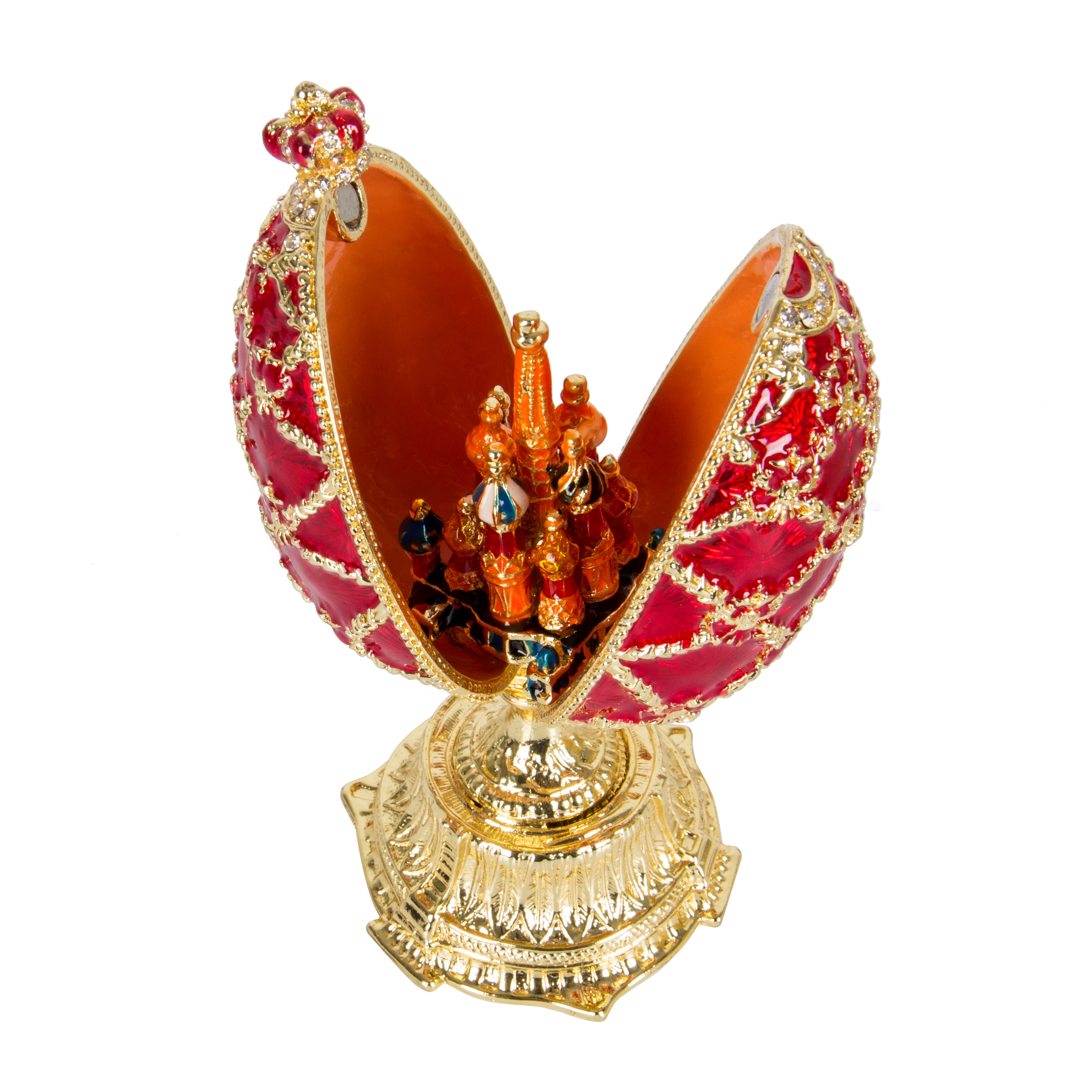 QIFU Russia Red Blue Green Faberge Egg and Miniature Castle in Crafts for Home Decor Gift 4