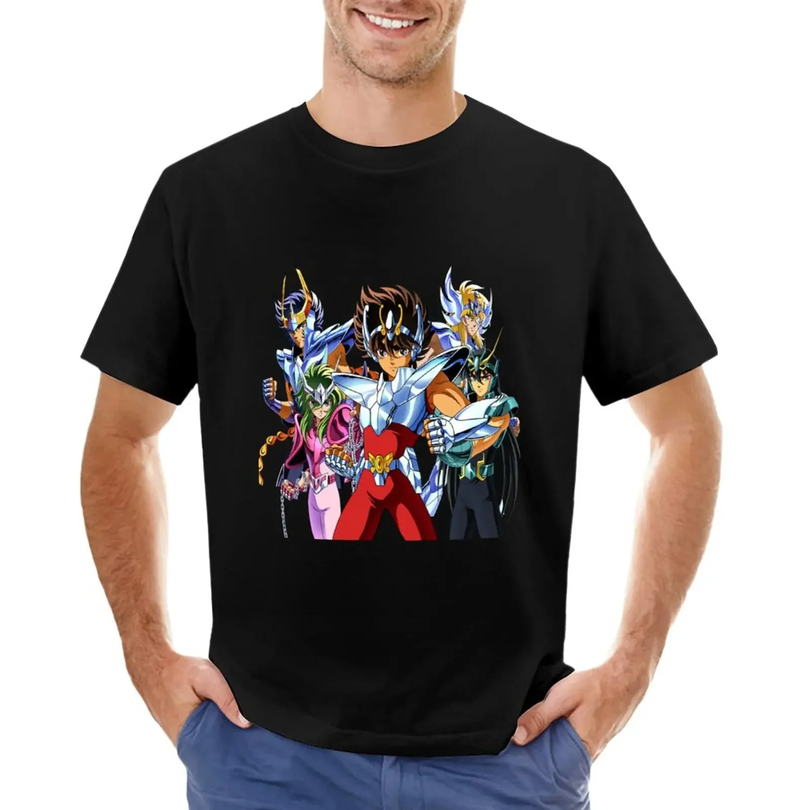 Los Caballeros Del Zodiaco T-Shirt Anime Abbigliamento Estetico Magliette In Cotone Da Uomo