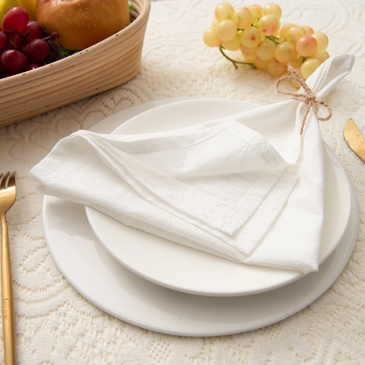 Set Of 6 40x40cm Table Cloth Napkins Durable Polyester Thicken Placemat Reusable for Kitchen Dining  Wedding Decoration 2