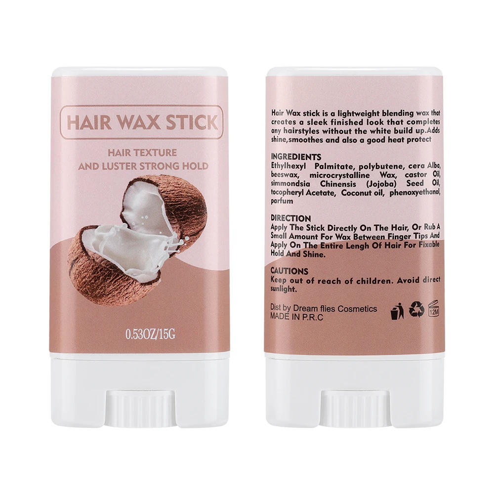 Hair Wax Stick for Frizz Hair Coconut Flavour Styling Wax Non-greasy Coconut Scented Stick Strong HoldHair Styling