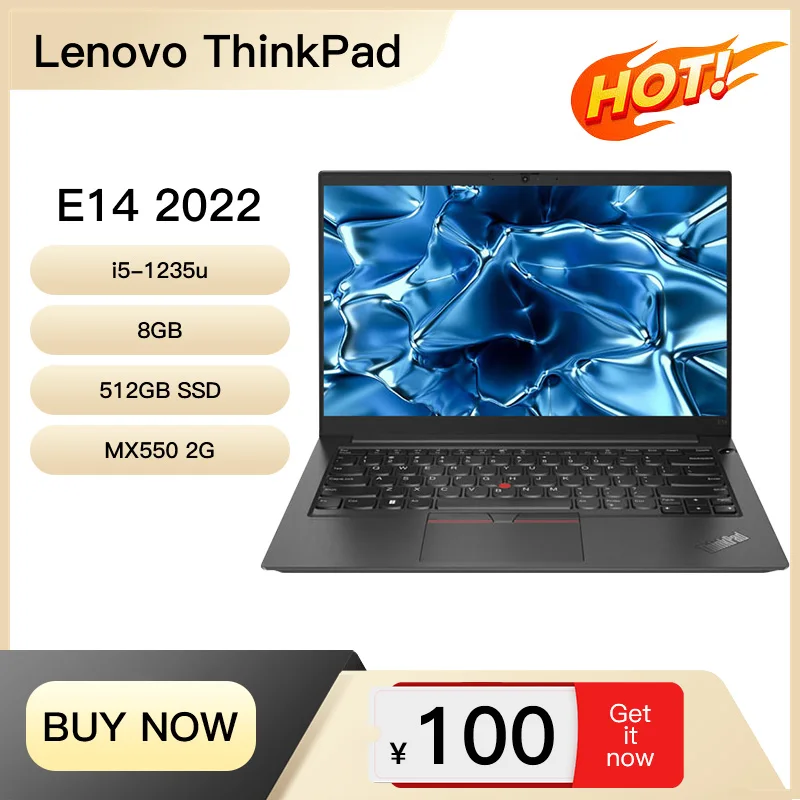 

Lenovo laptop ThinkPad E14 2022 Intel i5-1235u 8GB 512g SSD mx550 2G 14 inch FHD 1080p screen classic business notebook