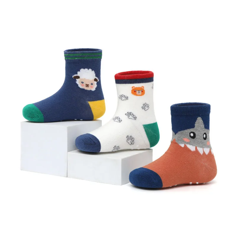 6 Pairs Boys Kids Non-Slip Socks Cute Cartoon Pattern Breathable Comfy Children Floor Socks For All Seasons 4