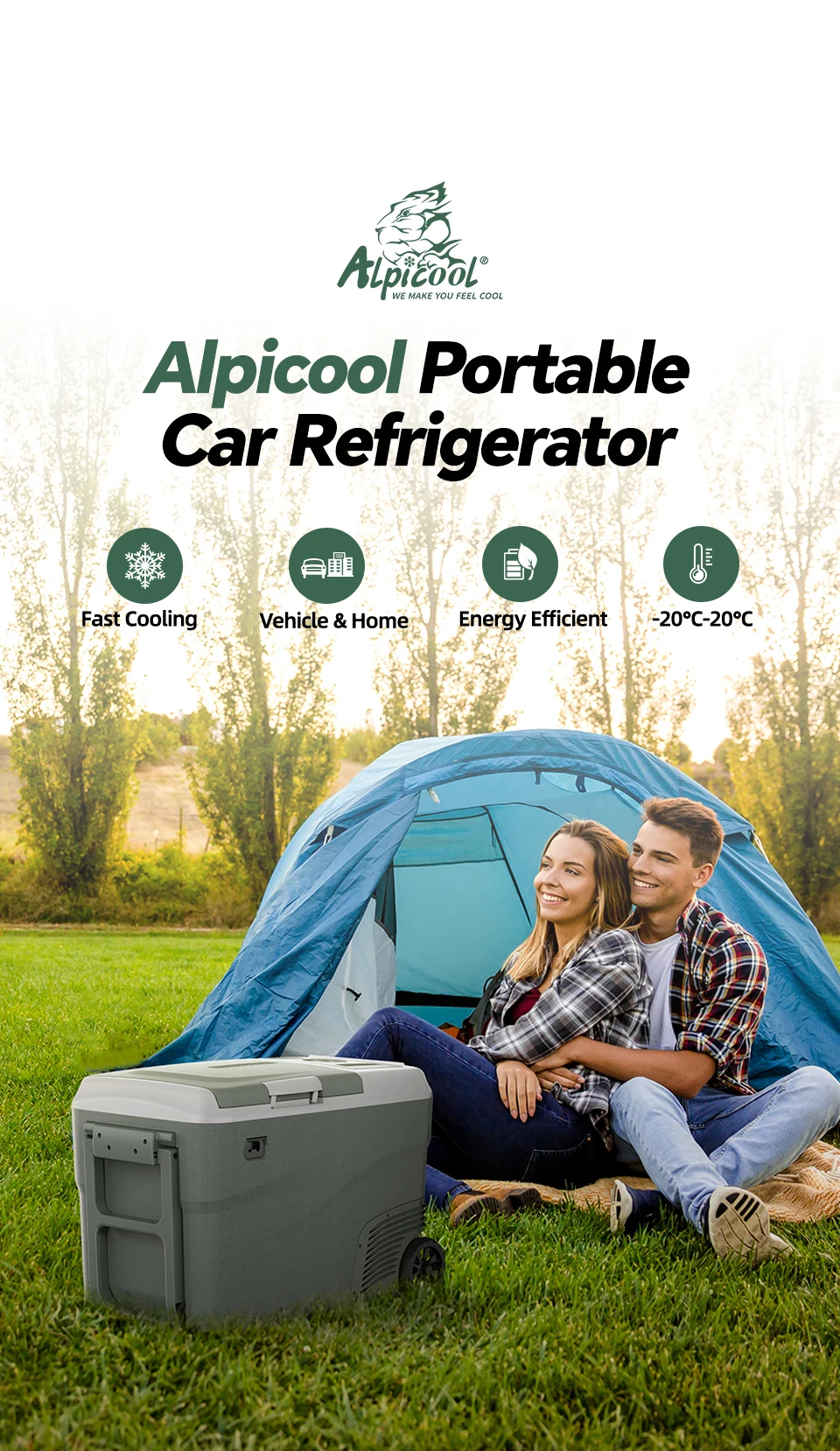 Description Picture 5 of itemAlpicool 25L 40L Portable Car Refrigerator 12 Volt Compressor Fridge Freezer Dual Zone with Wheel & Handle for Camping Picnic