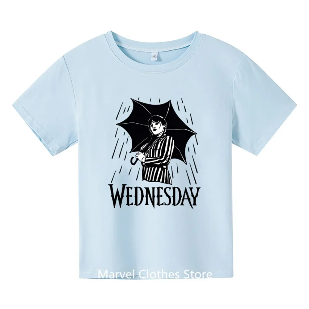 Tshirts Hot Movie Wednesday Addams 3d Printed Boy Girl Summer Casual Fashion Harajuku Oversized O-neck Tshirt Kids Tees Clothes 6