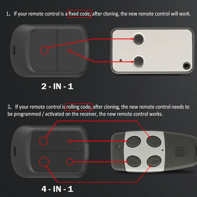 With Clip 280MHz to 868MHz MultiFrequency Electric Garage Door Opener Gate Remote Control Duplicator 433MHz Hand Transmitter 3