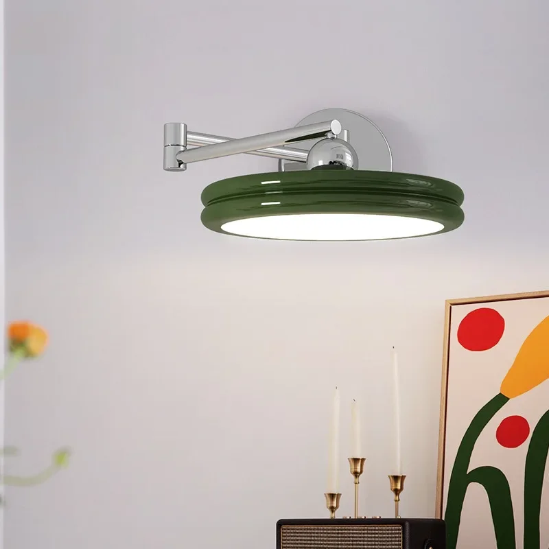

Medieval LED Wall Lamp Cream Wind Retractable Lighting For Bedsides Study Living Room reading eye protection lamp Indoors Light