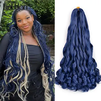 French Curly Braiding Hair 22Inch Synthetic Curly Braiding Hair Pre Stretched Loose Wavy Curl Braiding Hair Extensions For Women 1