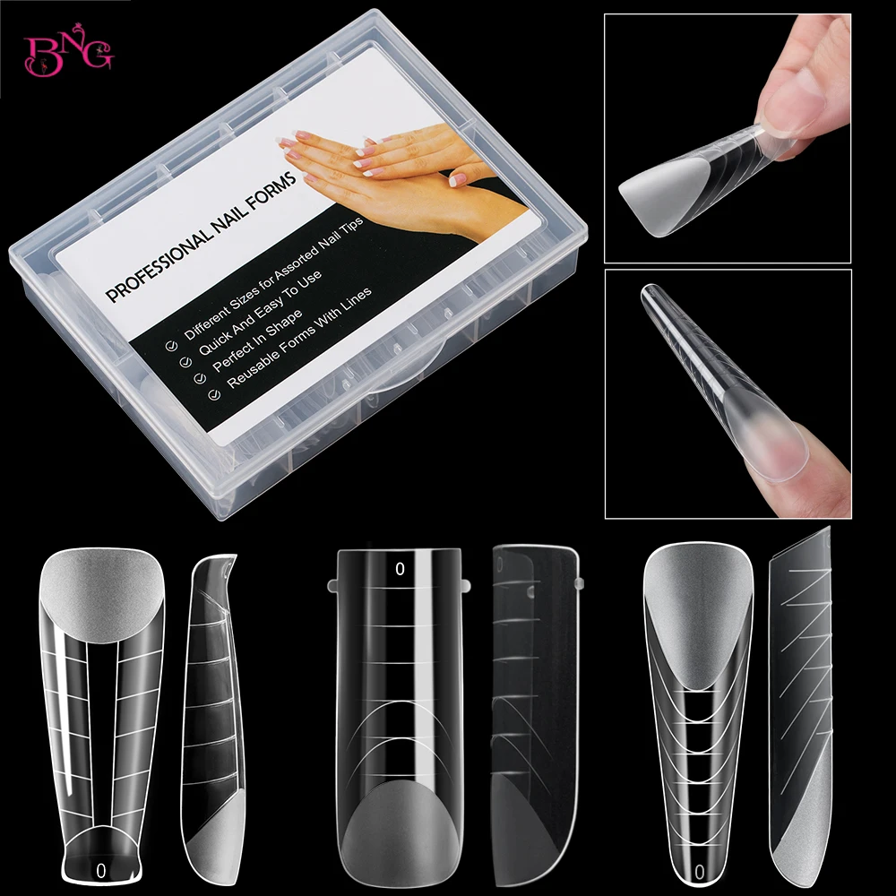2023 Matte Dual Forms Nails False Tips Quick Building Gel Mold Nail System Copertura Completa Nail Extension Forms Top Stiletto