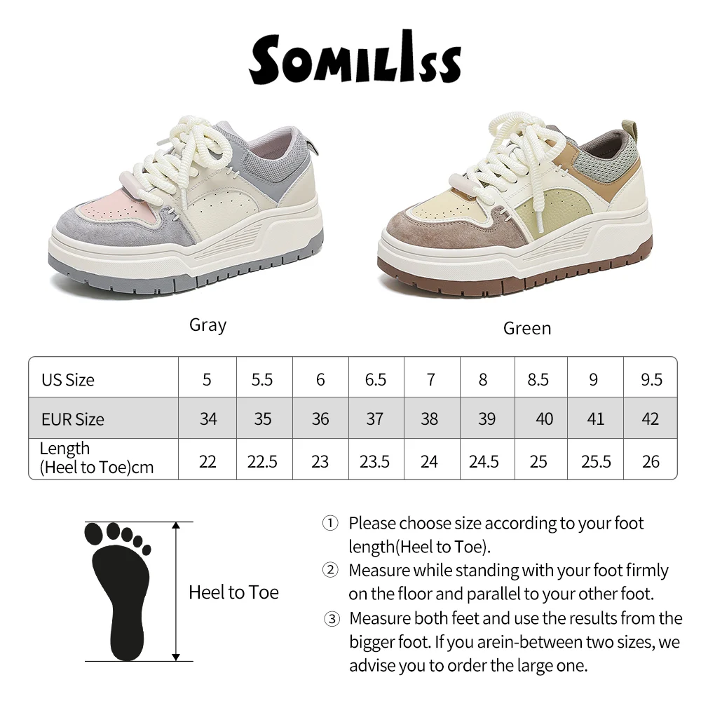 SOMILISS Platform Sneakers for Women Leather Suede Microfiber Leather Patchwork Round Toe Lady Fashion Causal Non Slip Shoes
