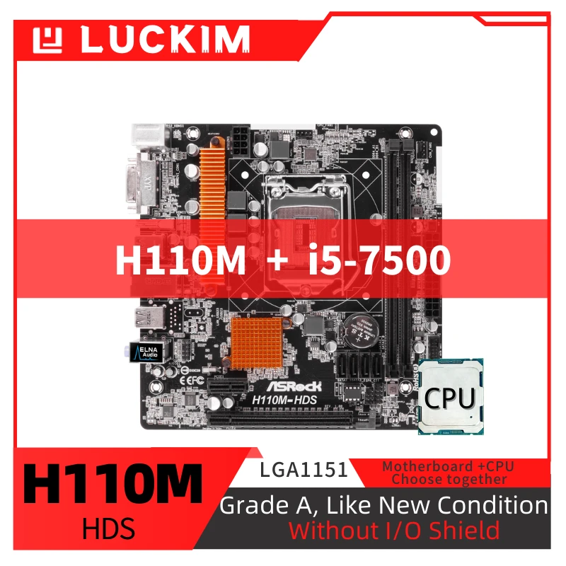 Refurbished H110mhds Motherboard Lga1151 I57500 Set Kit With