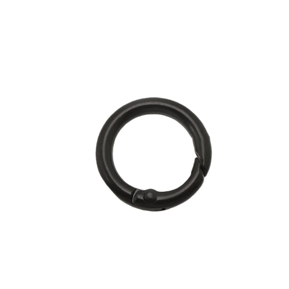 5pcs Black Spring O Rings 13-32mm round Carabiner Key Ring Trigger Snap Buckle Keychain for DIY Jewelry Making Bag Accessories