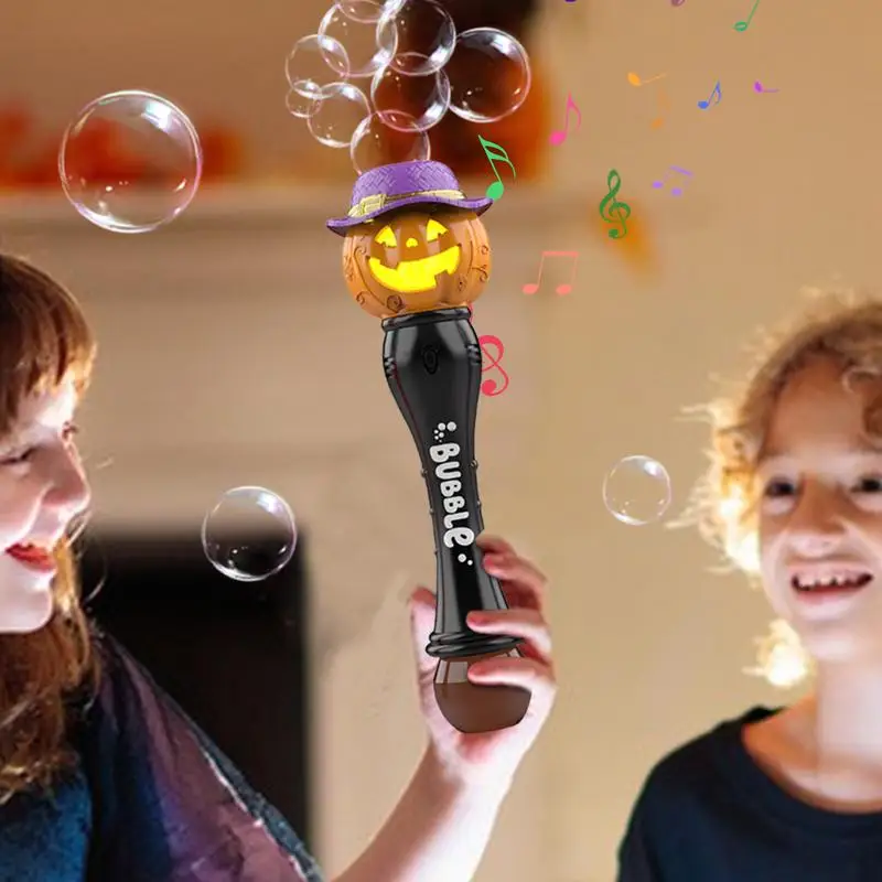 Pumpkin Bubble Wand Electric Bubble Wand For Party Fun Lights & Sound Effects Bubble Wand 100ml Solution Included Halloween Toy 5
