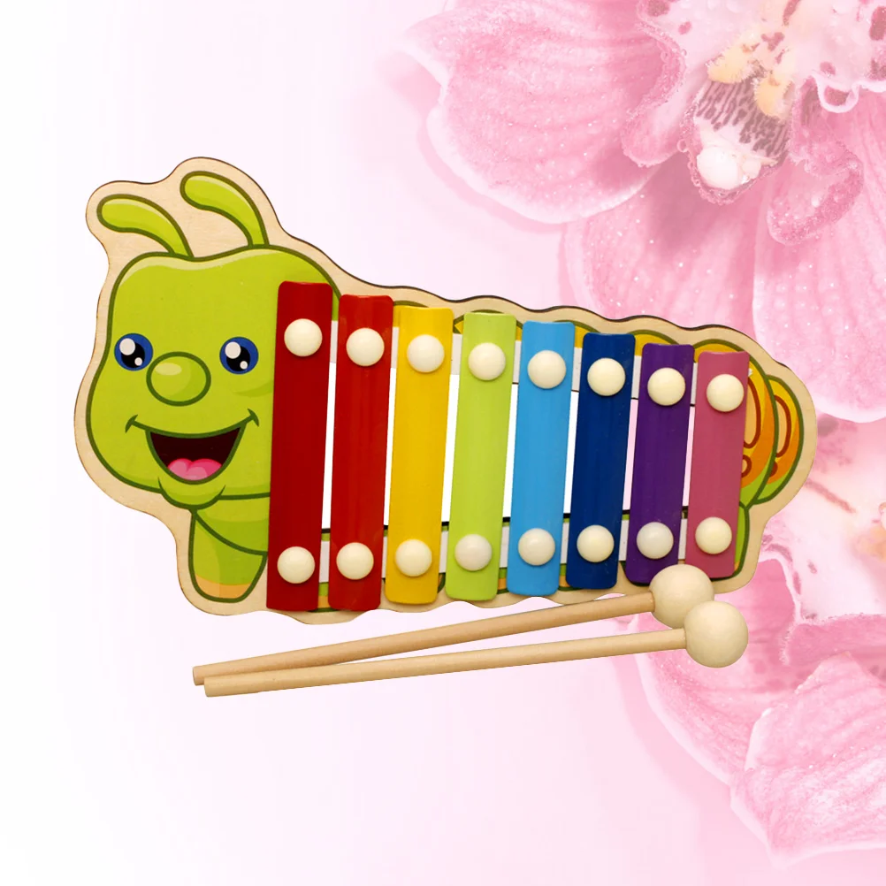 

1 Box of Cartoon Serinette Toy Wooden Hand Knock Piano Xylophone Toy for Kids Children Toddlers (Caterpillar)