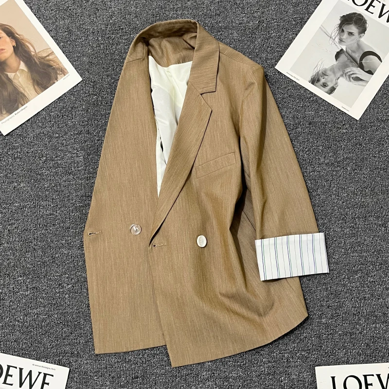 

Ga color stripe thin suit coat sleeve of the women's clothing in the summer of 2023 the new design feeling small suit