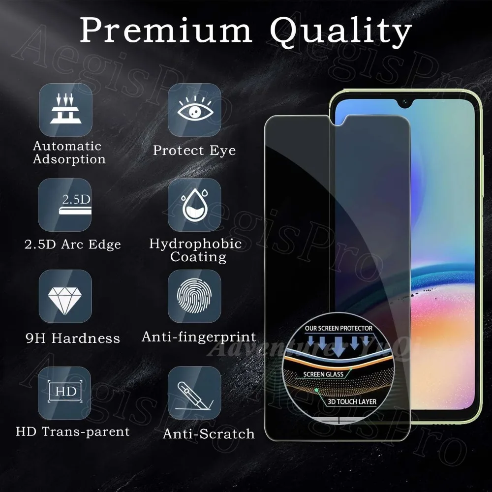 Premium Anti-Spy Tempered Glass Screen Protector - 2-Pack, Privacy Shield, 9H Hardness