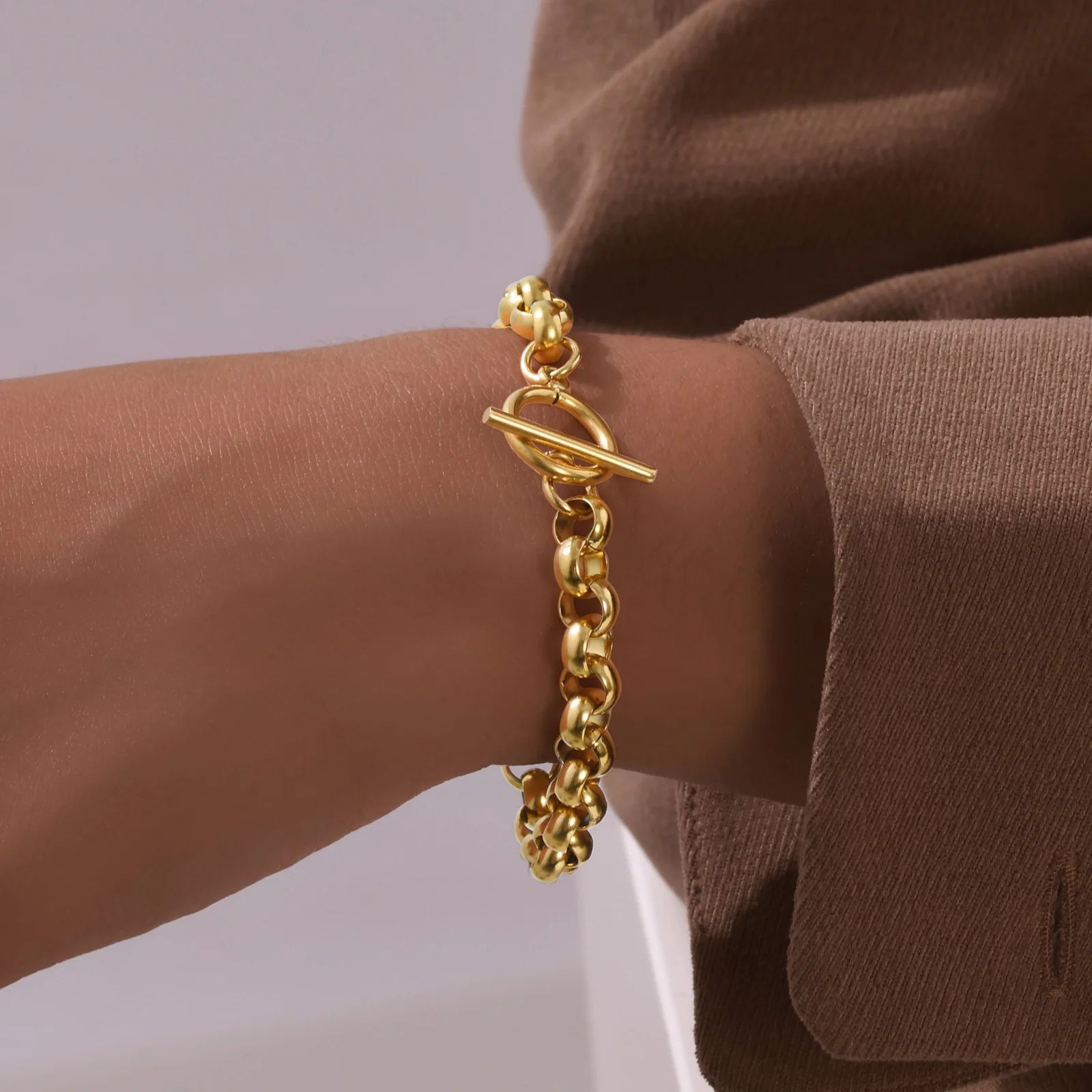 سوار Vnox من الفولاذ المقاوم للصدأ Belcher Rolo، س...