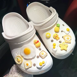 Shoe Charms for Crocs DIY Food Breakfast Fried Eggs Decoration Buckle for Croc Shoe Charm Accessories Kids Party Girls Gift