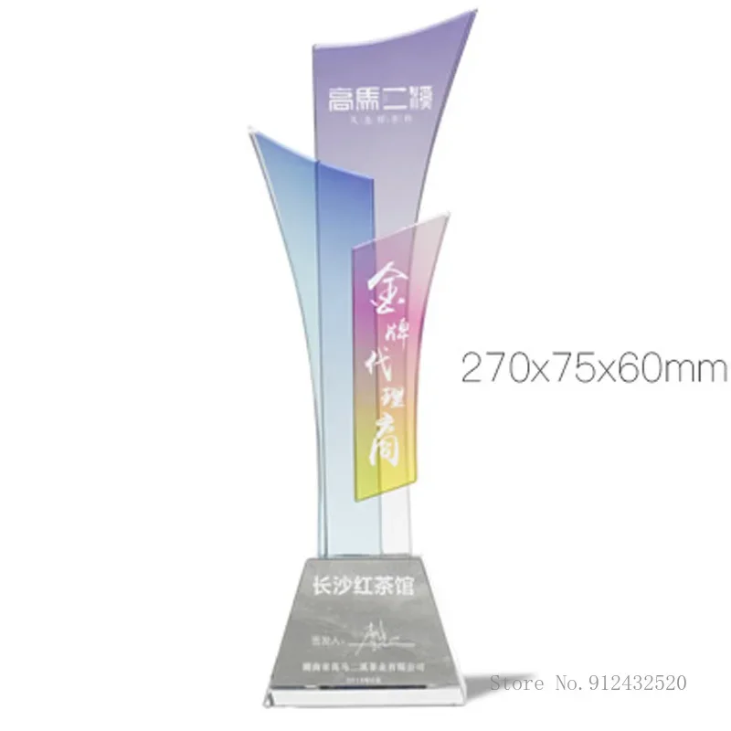 Customized Crystal Trophy for Goddess and Honor, Champion Trophy, Color Printing, Commemorative Souvenir, Home Decoration, 1Pc